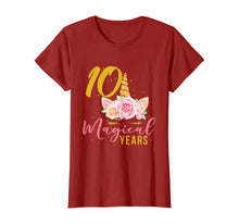 Load image into Gallery viewer, 10 Years Old Birthday Girl Gift Unicorn 10th Birthday T-Shirt