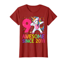 Load image into Gallery viewer, 9 Years Old 9th Birthday Unicorn Dabbing Shirt Girl Party T-Shirt