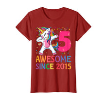 Load image into Gallery viewer, Awesome Since 2015 Dabbing Unicorn 5th Birthday Gift Girls T-Shirt