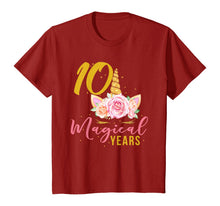 Load image into Gallery viewer, 10 Years Old Birthday Girl Gift Unicorn 10th Birthday T-Shirt