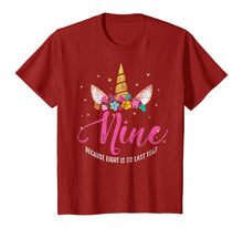Load image into Gallery viewer, 9 Years Old Birthday Girl Gifts Unicorn 9th Birthday T-Shirt