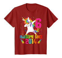 Load image into Gallery viewer, 6 Years Old 6th Birthday Awesome Since 2014 Unicorn Dabbing T-Shirt