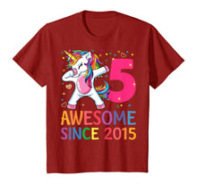 Load image into Gallery viewer, Awesome Since 2015 Dabbing Unicorn 5th Birthday Gift Girls T-Shirt