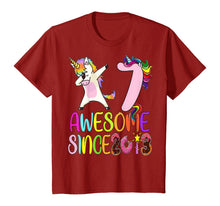 Load image into Gallery viewer, 7 year 7th birthday party dabbing unicorn awesome since 2013 T-Shirt