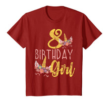 Load image into Gallery viewer, 8 Years Old Birthday Girl Gift Unicorn 8th Birthday T-Shirt