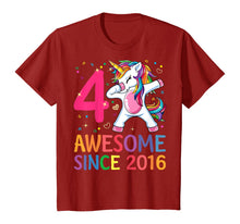 Load image into Gallery viewer, 4 Years Old 4th Birthday Unicorn Dabbing Shirt Girl Party T-Shirt