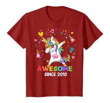 Load image into Gallery viewer, Dabbing Unicorn Awesome Since 2010 - 10th Birthday T-Shirt