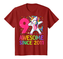 Load image into Gallery viewer, 9 Years Old 9th Birthday Unicorn Dabbing Shirt Girl Party T-Shirt