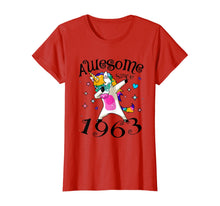 Load image into Gallery viewer, Women Dabbing Unicorn Awesome Since 1963 57th Birthday T-Shirt