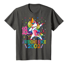 Load image into Gallery viewer, Awesome Since 2002 Dabbing Unicorn 18th Birthday Gift Girls T-Shirt