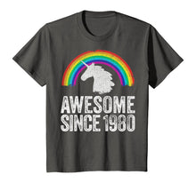 Load image into Gallery viewer, 1980 40th Birthday Gift Unicorn Rainbow 40 Years Old Women T-Shirt