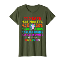Load image into Gallery viewer, 11 Yrs Old 132 Months of Being Awesome 11th Birthday Unicorn T-Shirt