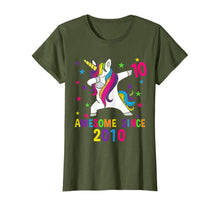Load image into Gallery viewer, 10th Birthday Dabbing Unicorn Awesome Since 2010 Party T-Shirt