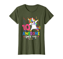 Load image into Gallery viewer, Girls 10th 10yr Birthday Unicorn Dabbing Awesome Since 2010 T-Shirt