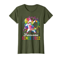 Load image into Gallery viewer, Girls Awesome Since 2012, 8th Birthday Unicorn Dabbing Cute T-Shirt