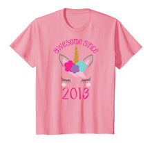 Load image into Gallery viewer, Kids Unicorn Awesome Since 2013, Unicorn 5th Birthday Girl Shirt