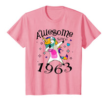 Load image into Gallery viewer, Women Dabbing Unicorn Awesome Since 1963 57th Birthday T-Shirt