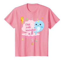 Load image into Gallery viewer, Kids 8th Birthday 8 Year Old Girl Boy Gift Narwhal Sea Unicorn T-Shirt