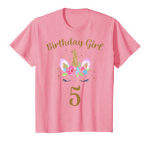Load image into Gallery viewer, Kids 5th Birthday Girl Unicorn Shirt 5th Birthday Outfit