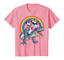 Load image into Gallery viewer, Dabbing Unicorn Dinosaur T rex T shirt Kids Girls Boys Space