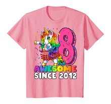 Load image into Gallery viewer, Awesome Since 2012 Flossing Unicorn Tutu 8th Birthday Gift T-Shirt