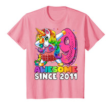 Load image into Gallery viewer, Awesome Since 2011 Dabbing Unicorn Tutu 9th Birthday Gift T-Shirt