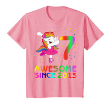 Load image into Gallery viewer, Kids 7 Years Old 7th Birthday Unicorn Dabbing Awesome Since 2013 T-Shirt
