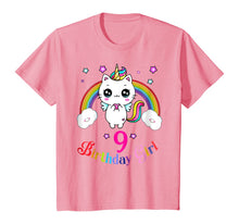Load image into Gallery viewer, Cute Kitty 9th Birthday Shirt unicorn rainbow 9th bday gift