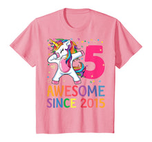 Load image into Gallery viewer, Awesome Since 2015 Dabbing Unicorn 5th Birthday Gift Girls T-Shirt