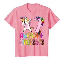 Load image into Gallery viewer, 7 year 7th birthday party dabbing unicorn awesome since 2013 T-Shirt