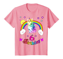 Load image into Gallery viewer, cool cute unique six 6th birthday tee shirt unicorn cat tee T-Shirt
