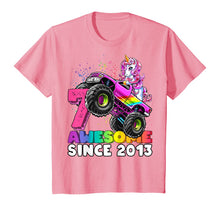 Load image into Gallery viewer, Awesome Since 2013 Unicorn Monster Truck 7th Birthday Gift T-Shirt