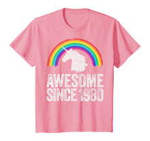 Load image into Gallery viewer, 1980 40th Birthday Gift Unicorn Rainbow 40 Years Old Women T-Shirt