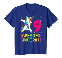 Load image into Gallery viewer, 9 Years Old 9th Birthday Unicorn Dabbing For Girl Party T-Shirt