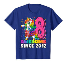 Load image into Gallery viewer, Awesome Since 2012 Flossing Unicorn Tutu 8th Birthday Gift T-Shirt