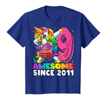 Load image into Gallery viewer, Awesome Since 2011 Dabbing Unicorn Tutu 9th Birthday Gift T-Shirt