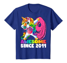 Load image into Gallery viewer, Awesome Since 2011 Dabbing Unicorn 9th Birthday Gift Girls T-Shirt