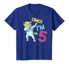Load image into Gallery viewer, Kids 5th Birthday Dabbing Unicorn T-Shirt omg im 5 year old girl T-Shirt