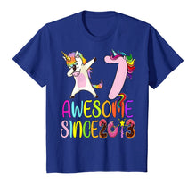 Load image into Gallery viewer, 7 year 7th birthday party dabbing unicorn awesome since 2013 T-Shirt