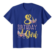 Load image into Gallery viewer, 8 Years Old Birthday Girl Gift Unicorn 8th Birthday T-Shirt