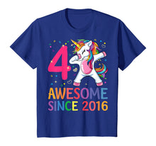 Load image into Gallery viewer, 4 Years Old 4th Birthday Unicorn Dabbing Shirt Girl Party T-Shirt