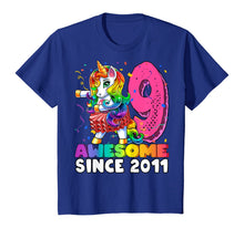 Load image into Gallery viewer, Awesome Since 2011 Flossing Unicorn Tutu 9th Birthday Gift T-Shirt
