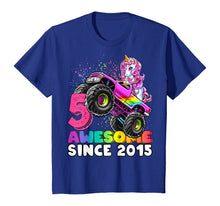 Load image into Gallery viewer, Awesome Since 2015 Unicorn Monster Truck 5th Birthday Gift T-Shirt