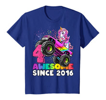 Load image into Gallery viewer, Awesome Since 2016 Unicorn Monster Truck 4th Birthday Gift T-Shirt