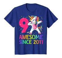 Load image into Gallery viewer, 9 Years Old 9th Birthday Unicorn Dabbing Shirt Girl Party T-Shirt