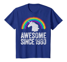 Load image into Gallery viewer, 1980 40th Birthday Gift Unicorn Rainbow 40 Years Old Women T-Shirt