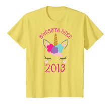 Load image into Gallery viewer, Kids Unicorn Awesome Since 2013, Unicorn 5th Birthday Girl Shirt