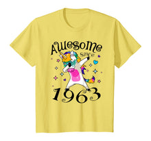 Load image into Gallery viewer, Women Dabbing Unicorn Awesome Since 1963 57th Birthday T-Shirt
