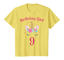 Load image into Gallery viewer, Kids 9th Birthday Girl Unicorn Shirt 9th Birthday Outfit