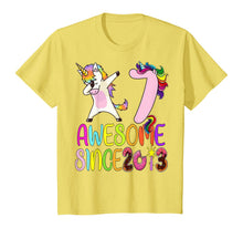 Load image into Gallery viewer, 7 year 7th birthday party dabbing unicorn awesome since 2013 T-Shirt